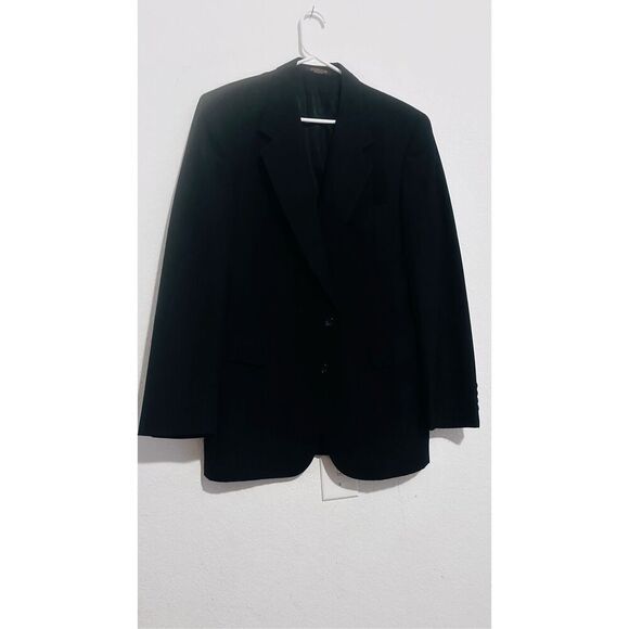 Evan Picone men’s blazer suit size 44L black pinstriped inside lining 2 front po - Picture 5 of 16
